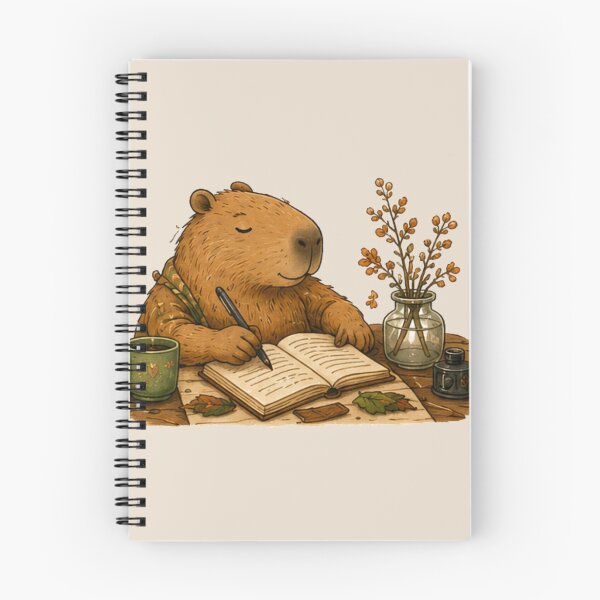 Item preview, Cozy Capybara Sticker – Morning Journal | Cottagecore Animal Illustration designed and sold by TheCozyBurrow.