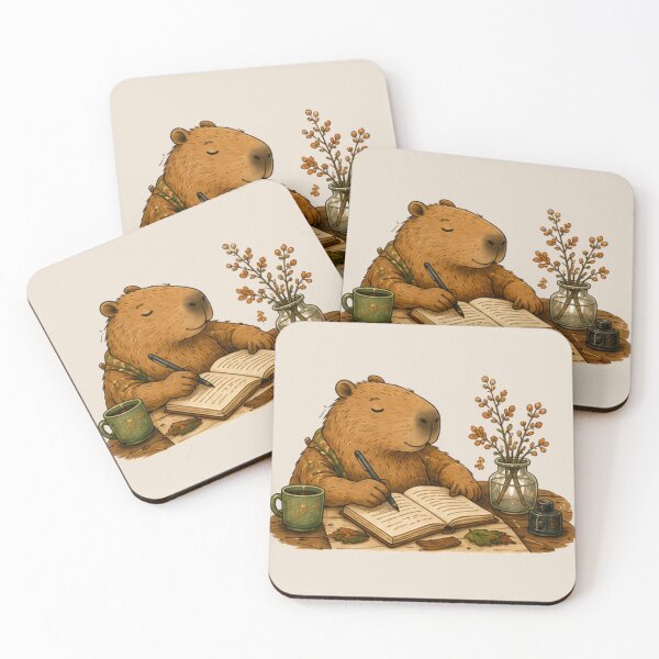 Item preview, Cozy Capybara Sticker – Morning Journal | Cottagecore Animal Illustration designed and sold by TheCozyBurrow.