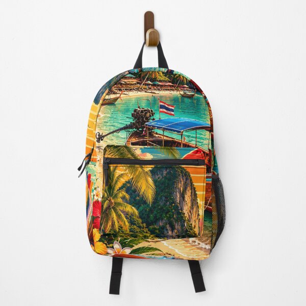 Item preview, Phi Phi Island Longtail Paradise – Vintage Thailand Travel Poster designed and sold by Spirit of Siam.