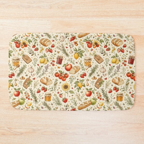 Item preview, European Farmers Market Vintage Sourdough & Fruit Seamless Pattern designed and sold by OpenDreamArts.