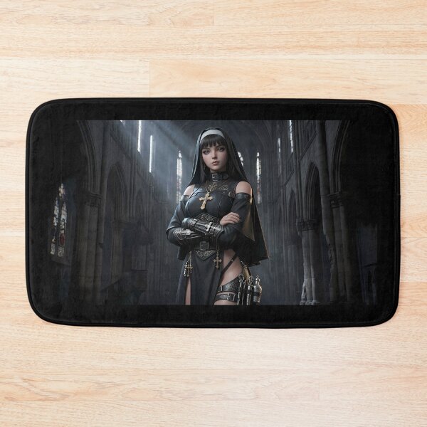 Item preview, Gothic Dark Hair Nun Cathedral Art designed and sold by GalleryBrisArt.