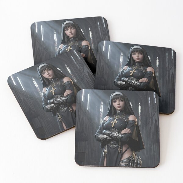 Item preview, Gothic Dark Hair Nun Cathedral Art designed and sold by GalleryBrisArt.