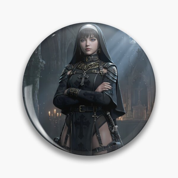 Item preview, Gothic Dark Hair Nun Cathedral Art designed and sold by GalleryBrisArt.