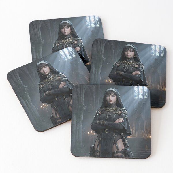 Item preview, Gothic Dark Hair Nun Cathedral Art designed and sold by GalleryBrisArt.
