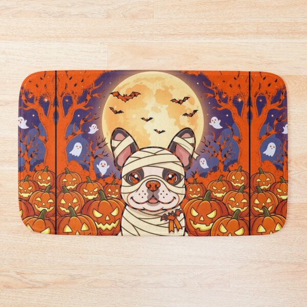 Item preview, Halloween Mummy French Bulldog in Pumpkin Patch Cartoon Illustration designed and sold by VibranPalette.