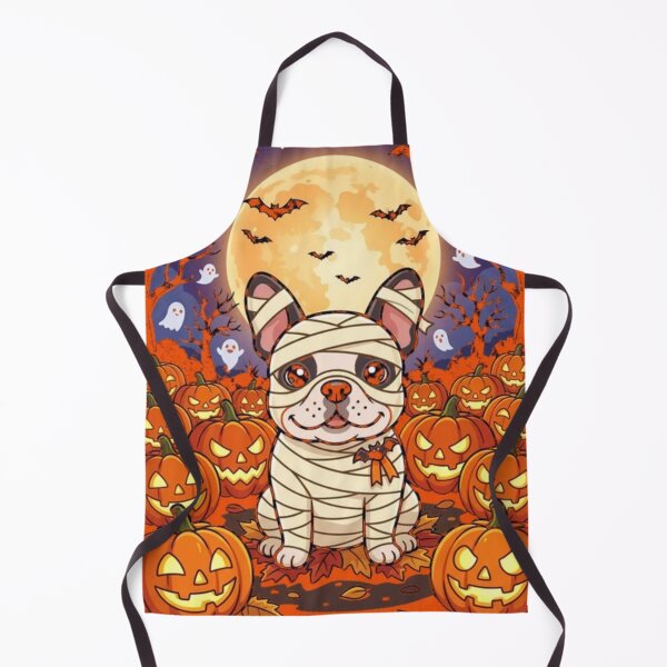 Item preview, Halloween Mummy French Bulldog in Pumpkin Patch Cartoon Illustration designed and sold by VibranPalette.