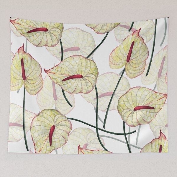 Item preview, Ethereal Anthurium: Cream and Crimson Watercolor Pattern designed and sold by LiveLearnCreate.
