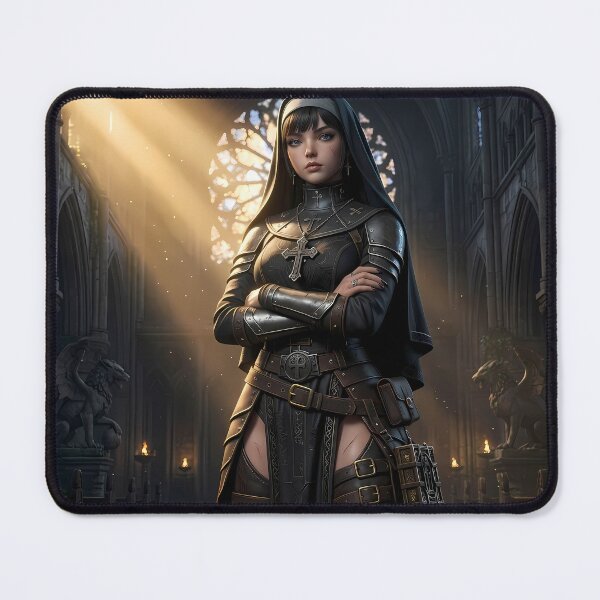 Item preview, Gothic Dark Hair Nun Cathedral Art designed and sold by GalleryBrisArt.