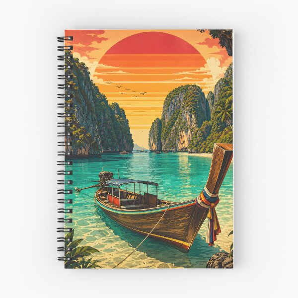 Item preview, Maya Bay Longtail Paradise – Vintage Thailand Travel Poster designed and sold by Spirit of Siam.