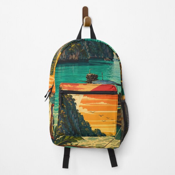 Item preview, Maya Bay Longtail Paradise – Vintage Thailand Travel Poster designed and sold by Spirit of Siam.