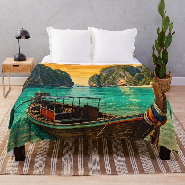 Item preview, Maya Bay Longtail Paradise – Vintage Thailand Travel Poster designed and sold by Spirit of Siam.