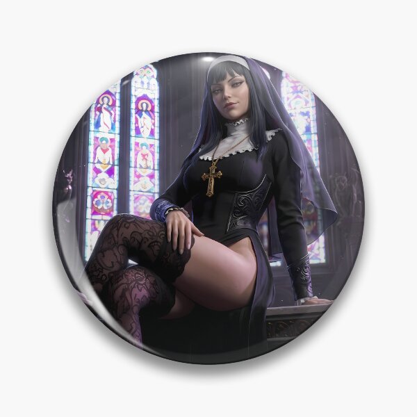 Item preview, Gothic Dark Hair Nun Cathedral Art designed and sold by GalleryBrisArt.