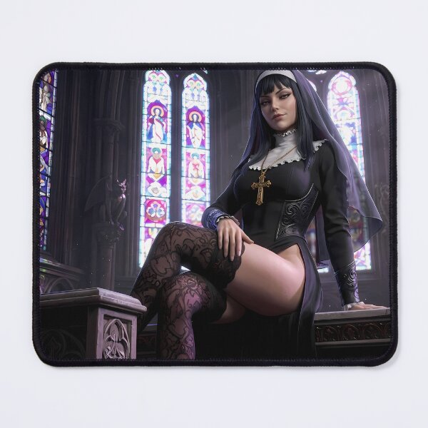 Item preview, Gothic Dark Hair Nun Cathedral Art designed and sold by GalleryBrisArt.
