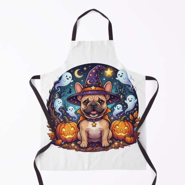 Item preview, Halloween French Bulldog Wizard with Cute Ghosts and Pumpkins Clipart designed and sold by VibranPalette.