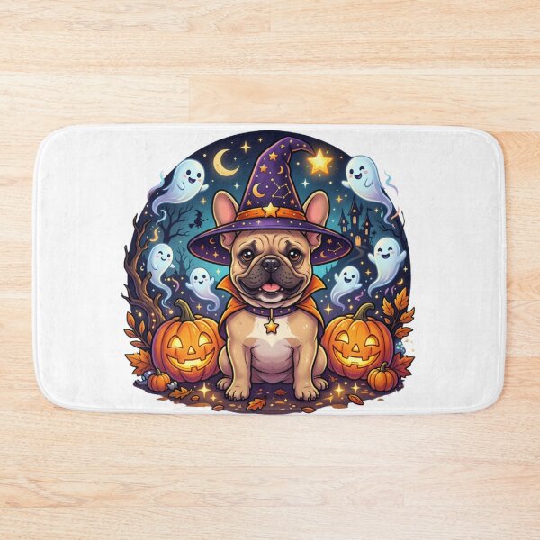 Item preview, Halloween French Bulldog Wizard with Cute Ghosts and Pumpkins Clipart designed and sold by VibranPalette.