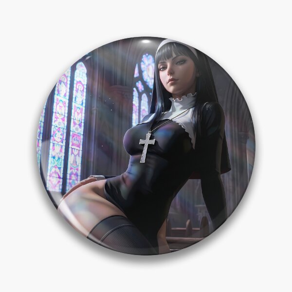 Item preview, Gothic Dark Hair Nun Cathedral Art designed and sold by GalleryBrisArt.