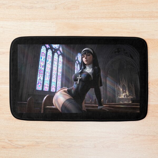 Item preview, Gothic Dark Hair Nun Cathedral Art designed and sold by GalleryBrisArt.