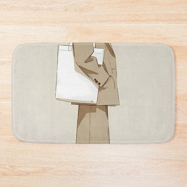 Item preview, Minimalist Aesthetic Girl in Beige Suit with Tote Bag designed and sold by ondante.