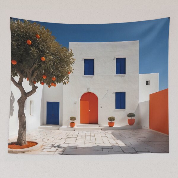 Item preview, Orange Tree House With Blue Windows designed and sold by Viktor Surzhko.