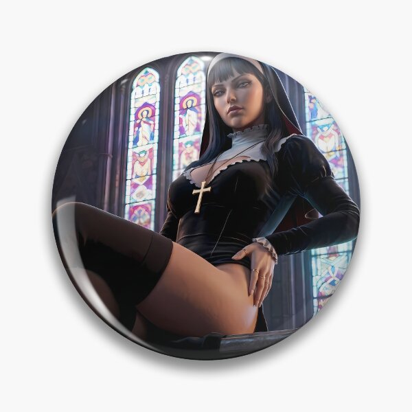 Item preview, Gothic Dark Hair Nun Cathedral Art designed and sold by GalleryBrisArt.