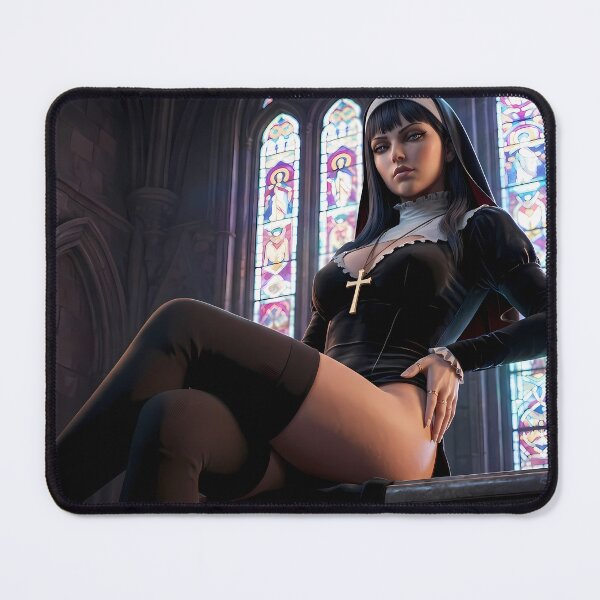 Item preview, Gothic Dark Hair Nun Cathedral Art designed and sold by GalleryBrisArt.