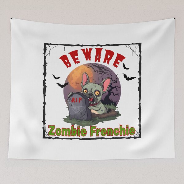 Item preview, Beware Zombie Frenchie Halloween Graveyard French Bulldog Spooky Graphic designed and sold by VibranPalette.