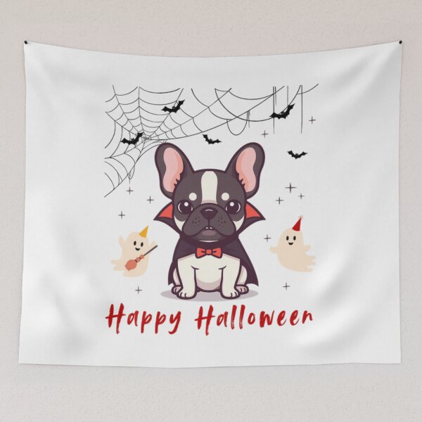 Item preview, Cute Halloween Vampire French Bulldog Graphic with Ghosts and Spider Webs designed and sold by VibranPalette.