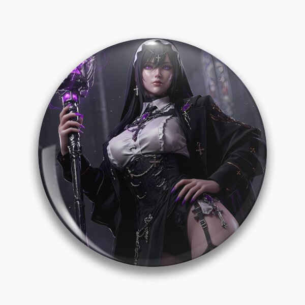 Item preview, Gothic Dark Hair Nun Cathedral Art designed and sold by GalleryBrisArt.