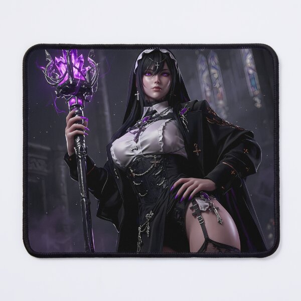 Item preview, Gothic Dark Hair Nun Cathedral Art designed and sold by GalleryBrisArt.