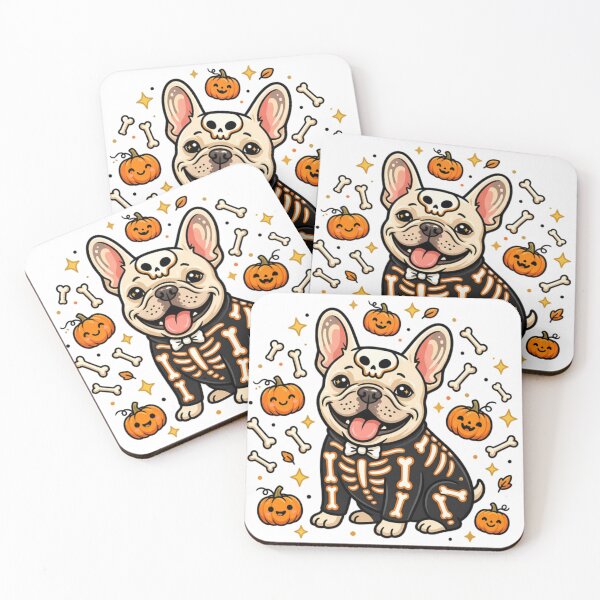 Item preview, Cute Halloween French Bulldog in Skeleton Costume Pumpkin Pattern Graphic designed and sold by VibranPalette.
