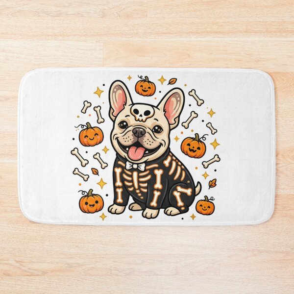 Item preview, Cute Halloween French Bulldog in Skeleton Costume Pumpkin Pattern Graphic designed and sold by VibranPalette.
