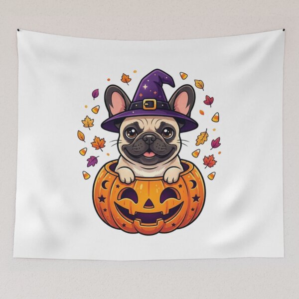 Item preview, Cute Halloween French Bulldog Witch Puppy in Pumpkin Jack O Lantern Graphic designed and sold by VibranPalette.