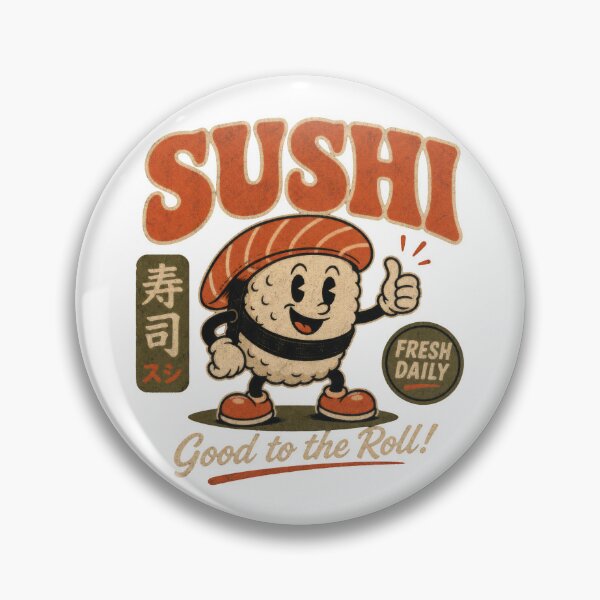 Item preview, Sushi Funny Japanese Sushi roll Cartoon Mascot vintage ad designed and sold by LD ART.