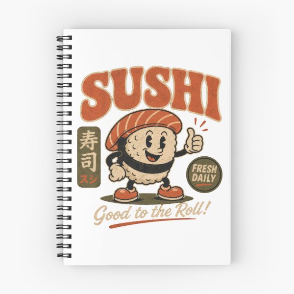 Item preview, Sushi Funny Japanese Sushi roll Cartoon Mascot vintage ad designed and sold by LD ART.