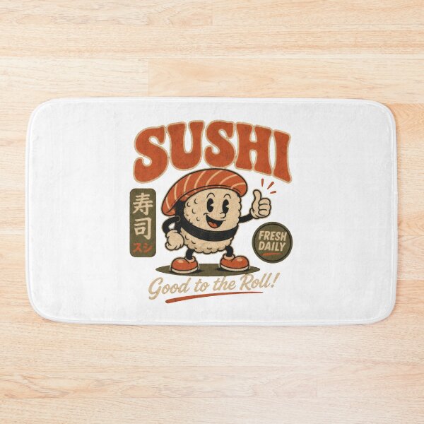 Item preview, Sushi Funny Japanese Sushi roll Cartoon Mascot vintage ad designed and sold by LD ART.