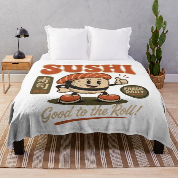 Item preview, Sushi Funny Japanese Sushi roll Cartoon Mascot vintage ad designed and sold by LD ART.