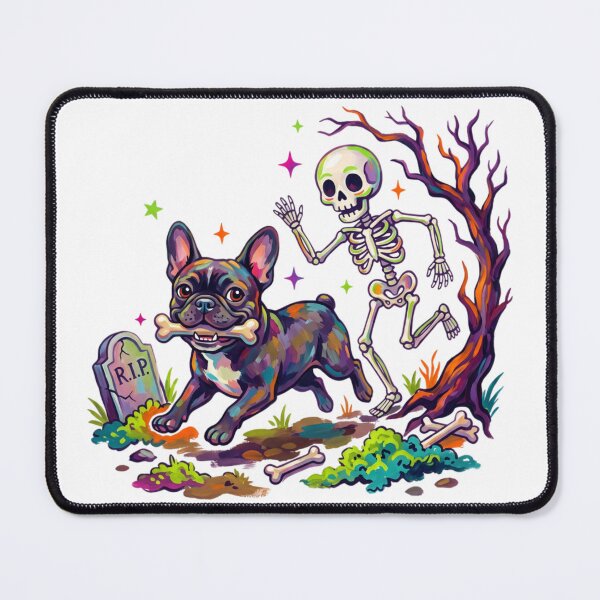 Item preview, Funny Halloween French Bulldog Chased by Skeleton Spooky Graveyard designed and sold by VibranPalette.