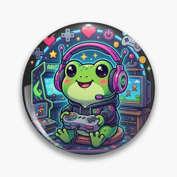Item preview, Cute Chibi Frog Gamer Vector Art designed and sold by EchoPrint Co..