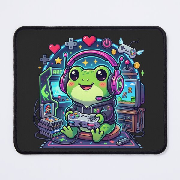 Item preview, Cute Chibi Frog Gamer Vector Art designed and sold by EchoPrint Co..