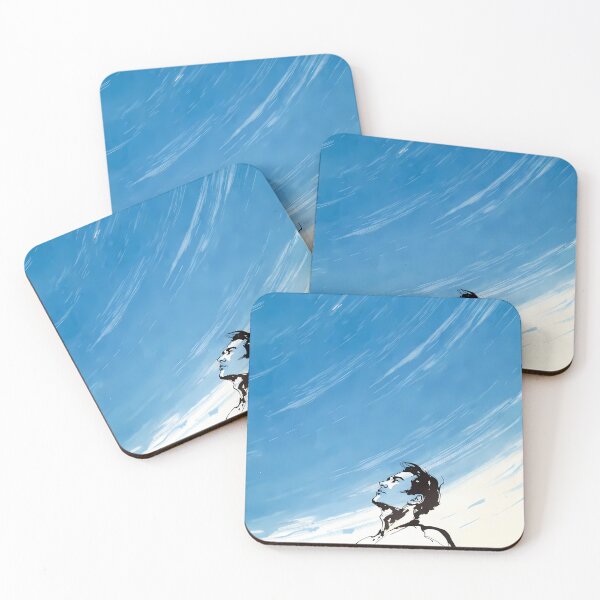 Item preview, Man Looking Up to Dynamic Blue Sky Watercolor Ink Art designed and sold by ondante.
