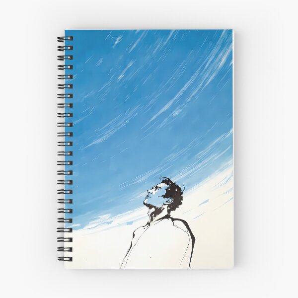 Item preview, Man Looking Up to Dynamic Blue Sky Watercolor Ink Art designed and sold by ondante.