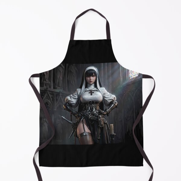 Item preview, Gothic Dark Hair Nun Cathedral Art designed and sold by GalleryBrisArt.