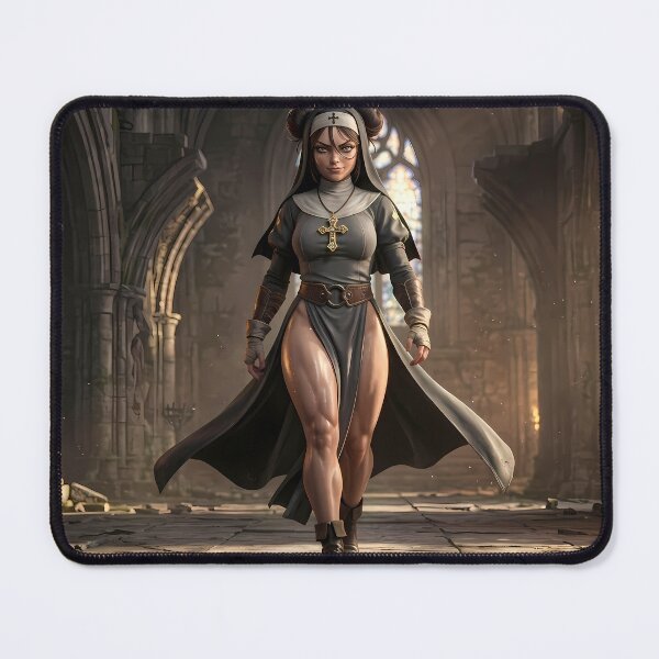 Item preview, Gothic Dark Hair Nun Cathedral Art designed and sold by GalleryBrisArt.