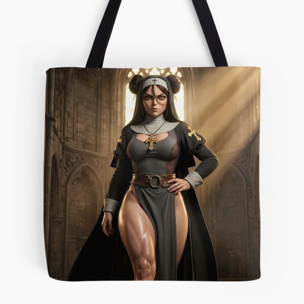 Item preview, Gothic Dark Hair Nun Cathedral Art designed and sold by GalleryBrisArt.