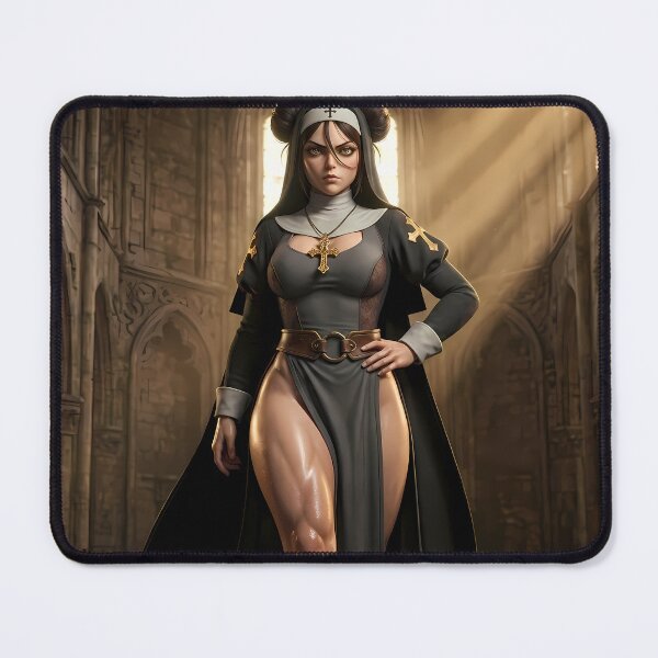 Item preview, Gothic Dark Hair Nun Cathedral Art designed and sold by GalleryBrisArt.