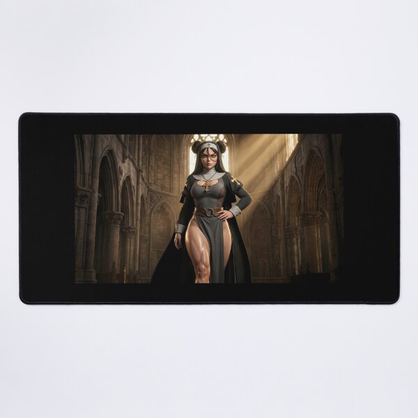 Item preview, Gothic Dark Hair Nun Cathedral Art designed and sold by GalleryBrisArt.
