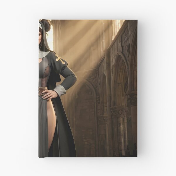 Item preview, Gothic Dark Hair Nun Cathedral Art designed and sold by GalleryBrisArt.