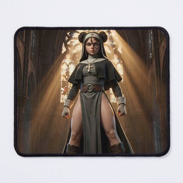 Item preview, Gothic Dark Hair Nun Cathedral Art designed and sold by GalleryBrisArt.