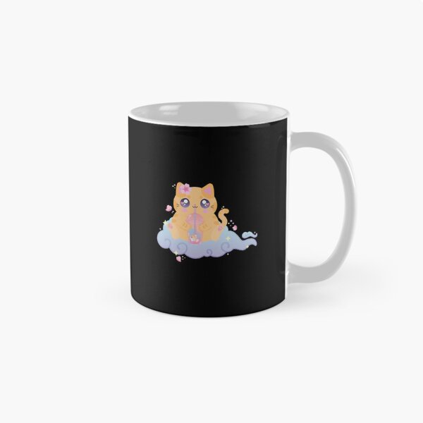 Item preview, Kawaii Orange Cat Cute Bubble Tea On Cloud Illustration designed and sold by MidniteMoons.