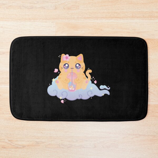 Item preview, Kawaii Orange Cat Cute Bubble Tea On Cloud Illustration designed and sold by MidniteMoons.